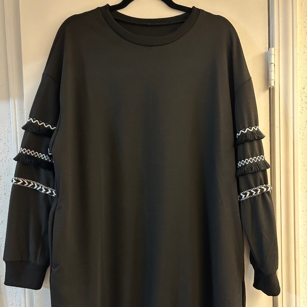 Fashion Nova Black Sweatshirt Dress